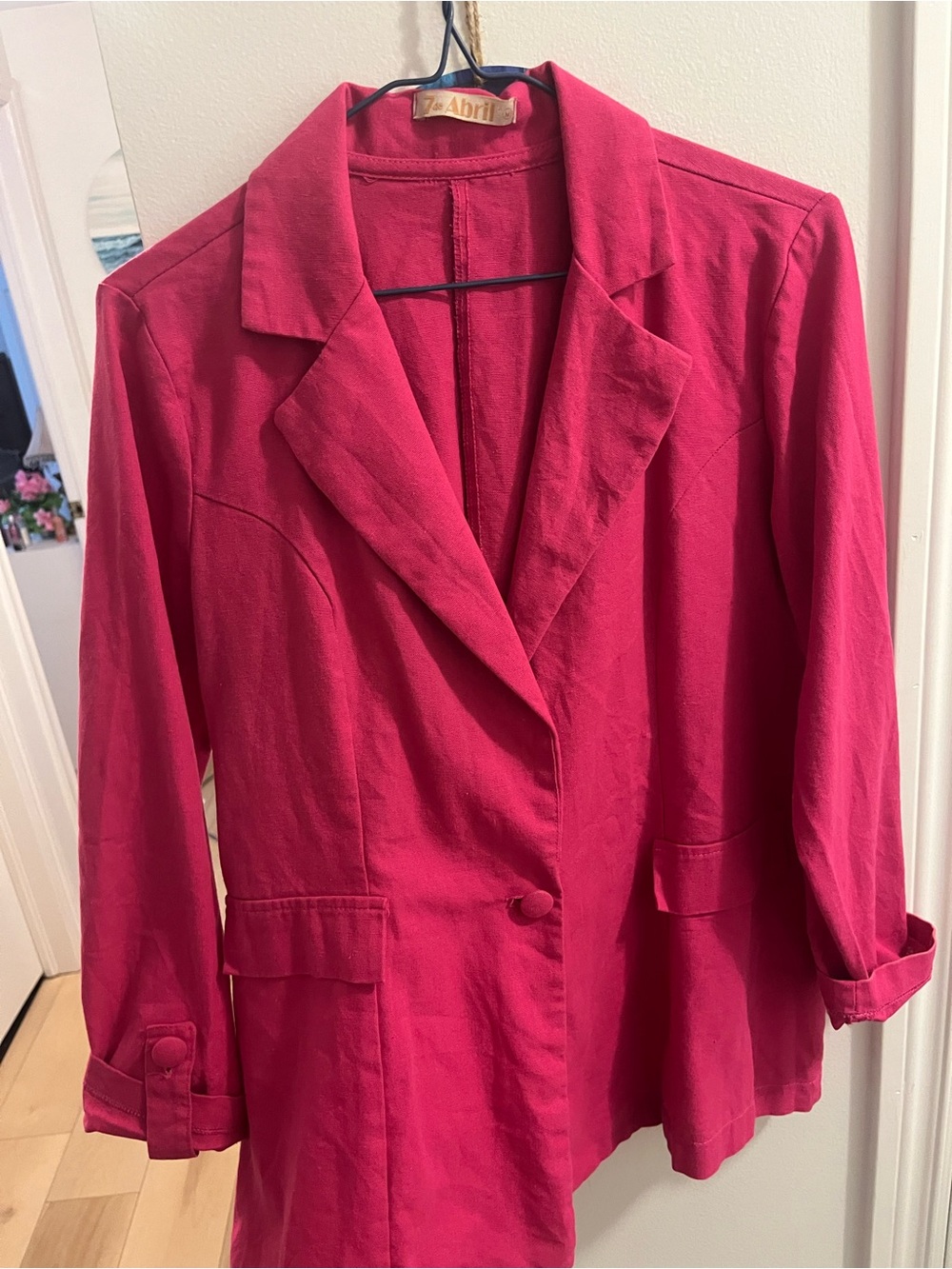 7de Abril LINEN BLEND BLAZER - PINK AS IS Made in Brazil